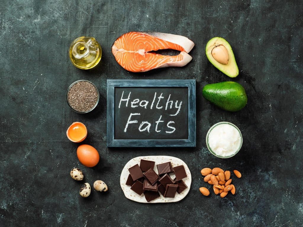 Healthy fats sources concept top view