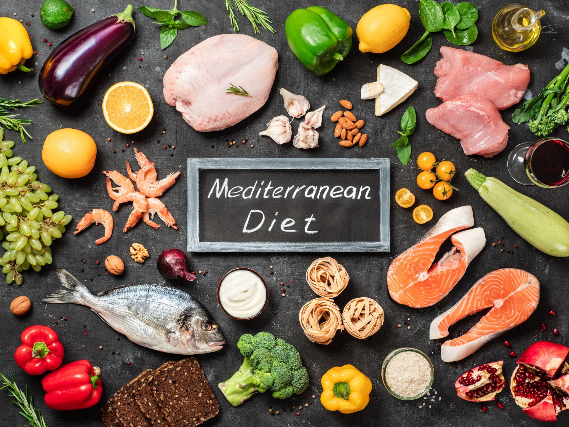 Mediterranean diet concept flat lay